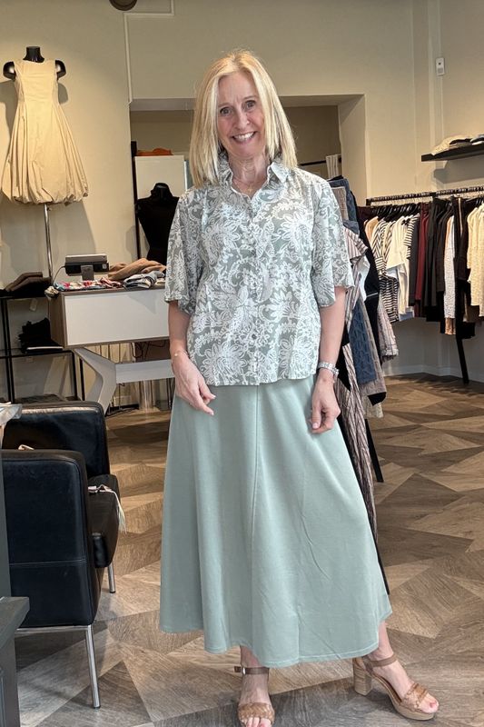 Marco Polo bluse i print med kort arm